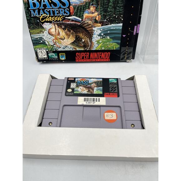 Super Nintendo SNES - Bass Masters Classic - Complete w/ Protector - Picture 4 of 16